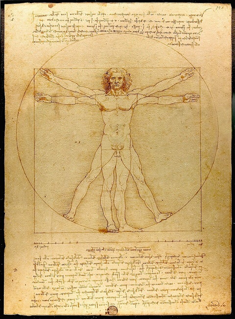 Renesans — Człowiek witruwiański (Leonardo da Vinci)