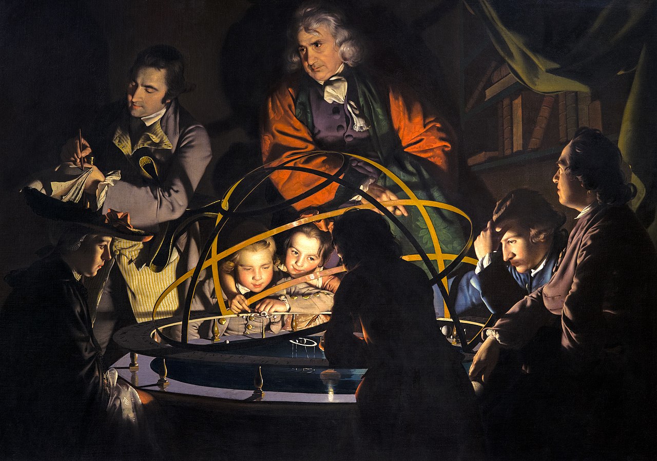 Oświecenie — Filozof prezentujący planetarium (Joseph Wright of Derby)